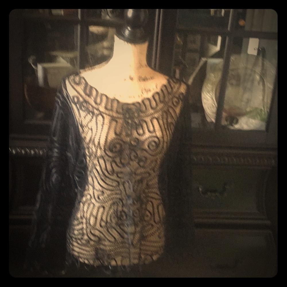 Black lace silk top